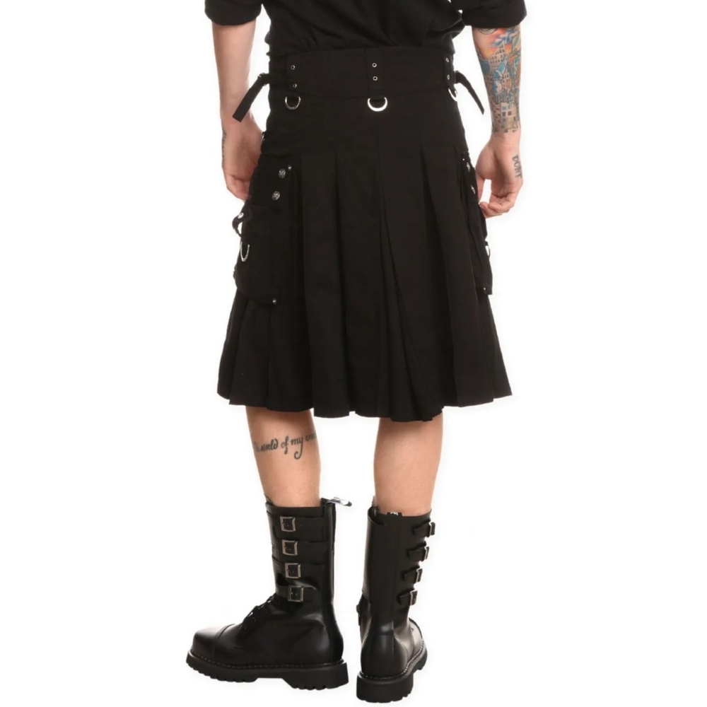 Tripp NYC Kilt Pleated Skirt Punk Goth Bondage Cargo Utility Pockets Y2K Emo - Picture 4 of 6